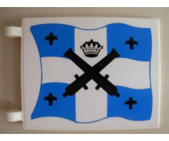 Flag 6 x 4 with Black Crossed Cannons and Crown over Blue and White Cross Pattern on Both Sides (Stickers) - Sets 6265 / 6274 / 6276