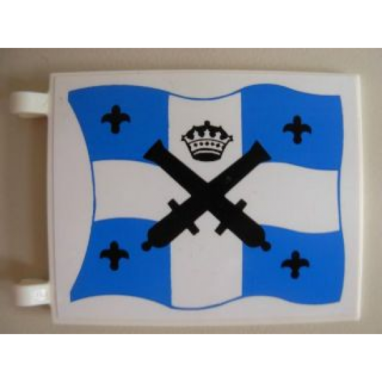 Flag 6 x 4 with Black Crossed Cannons and Crown over Blue and White Cross Pattern on Both Sides (Stickers) - Sets 6265 / 6274 / 6276