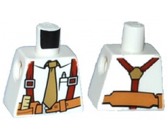 Torso Shirt with Tan Tie, Red Suspenders, Brown Belt with Pocket with Ruler Pattern