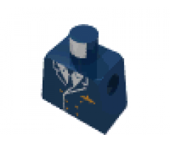 Torso Airplane Pilot, Suit Double Breasted, Tie, Gold Buttons and Logo Pin Pattern / Dark Blue Arms / Yellow Hands