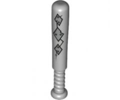 Minifigure, Utensil Baseball Bat 4L with 3 Metallic Silver Diamond Panels with Rivets Pattern