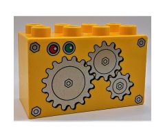 Duplo, Brick 2 x 4 x 2 with 3 Gears Pattern