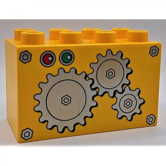 Duplo, Brick 2 x 4 x 2 with 3 Gears Pattern