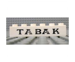 Brick 1 x 6 with Black 'TABAK' Serif Pattern