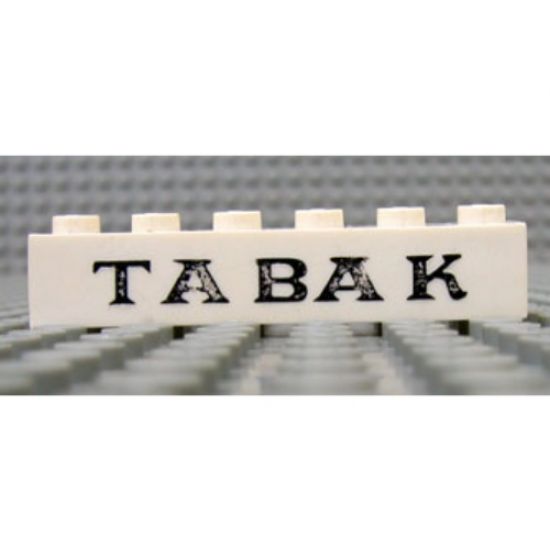Brick 1 x 6 with Black 'TABAK' Serif Pattern