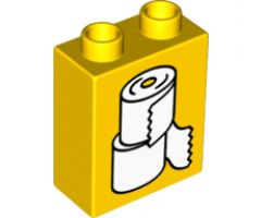 Duplo, Brick 1 x 2 x 2 with White Toilet Paper Rolls Pattern