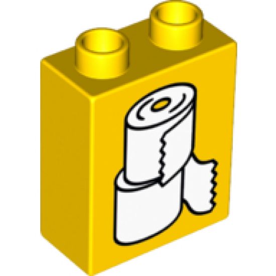 Duplo, Brick 1 x 2 x 2 with White Toilet Paper Rolls Pattern