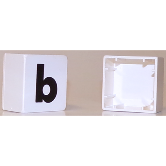 Duplo, Tile 2 x 2 x 1 with Black Lowercase Letter b Pattern