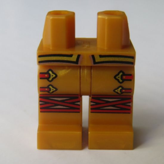 Hips and Legs with Gold Belt and Clasps, Red Crisscross Knee Wrapping Pattern