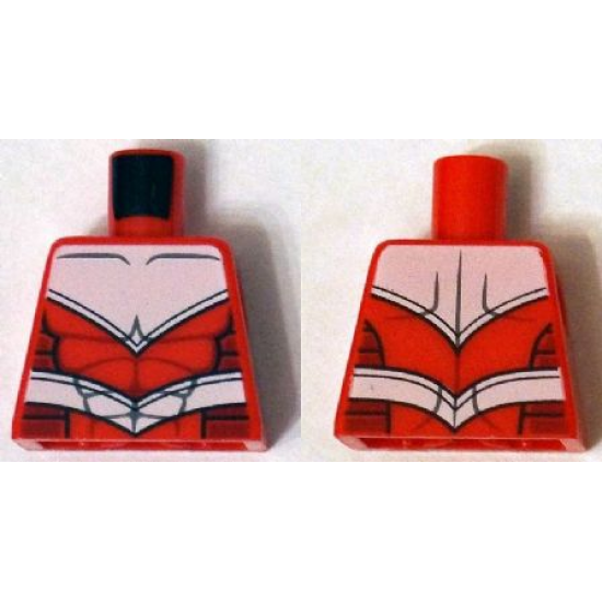 Torso Armor White with Black Muscles Outline and White Belt Pattern