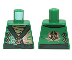 Torso Ninjago Robe with Dark Green Sash and Golden Power Emblem Pattern