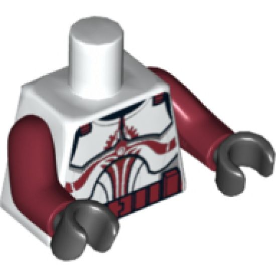 Torso SW Armor Clone Trooper with Dark Red Markings and Belt Pattern / Dark Red Arms / Black Hands