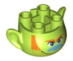 Minifigure, Head, Modified Trolls Hickory Pattern
