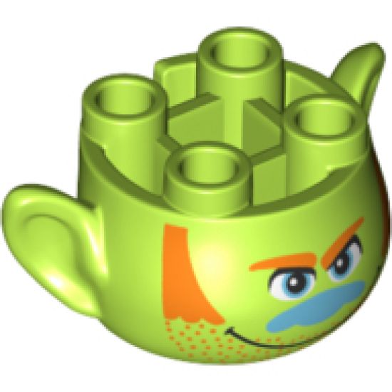Minifigure, Head, Modified Trolls Hickory Pattern
