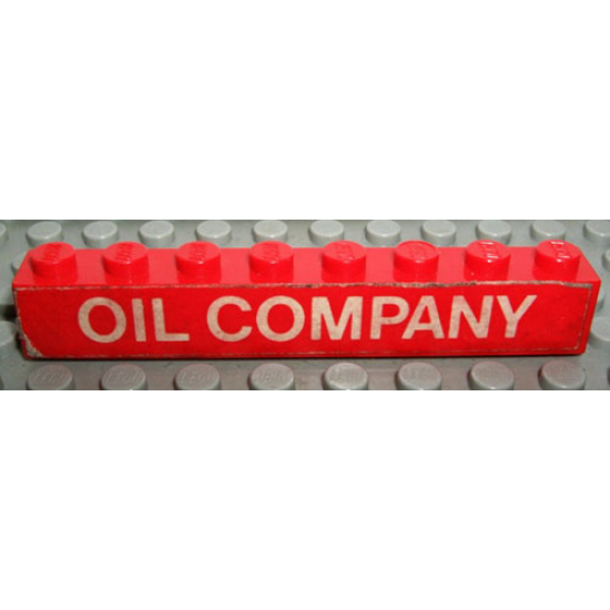 Brick 1 x 8 with White 'OIL COMPANY' Pattern (Sticker) - Set 373-1