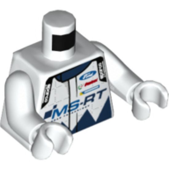 Torso Speed Champions with Ford and sparco Logo with 'MS-RT' on Front and 'M-SPORT WORLD RALLY TEAM' on Back Pattern / White Arms / White Hands
