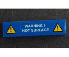 Tile 1 x 4 with Exclamation Mark in Warning Triangle and 'WARNING! HOT SURFACE' Pattern (Sticker) - Set 42042