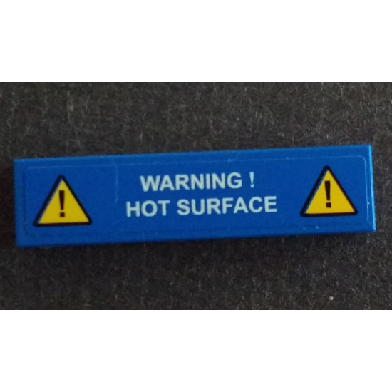 Tile 1 x 4 with Exclamation Mark in Warning Triangle and 'WARNING! HOT SURFACE' Pattern (Sticker) - Set 42042