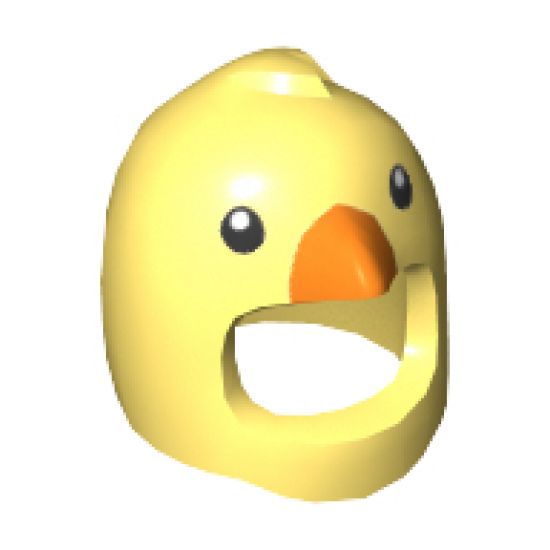Minifigure, Headgear Mask Penguin / Chicken with Black Eyes and Bright Light Orange Beak Pattern