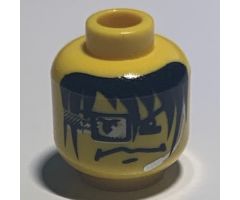 Minifigure, Head Male Eyebrows, Long Hair, Headset and Square Eye Device Pattern (Arrow) - Blocked Open Stud