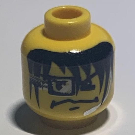 Minifigure, Head Male Eyebrows, Long Hair, Headset and Square Eye Device Pattern (Arrow) - Blocked Open Stud