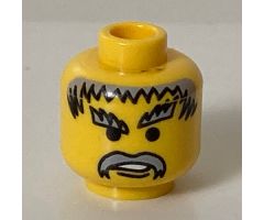 Minifigure, Head Moustache Gray Hair, and Eyebrows Pattern - Blocked Open Stud