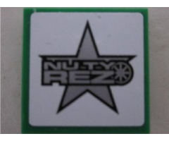 Tile 2 x 2 with 'NUTY REZ' on White Background Pattern (Sticker) - Set 8495