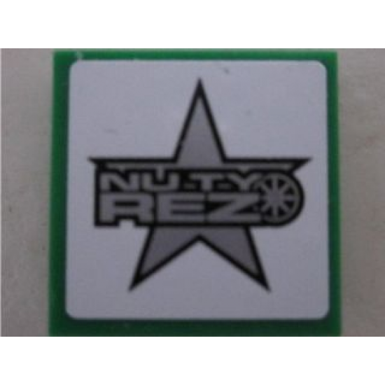 Tile 2 x 2 with 'NUTY REZ' on White Background Pattern (Sticker) - Set 8495