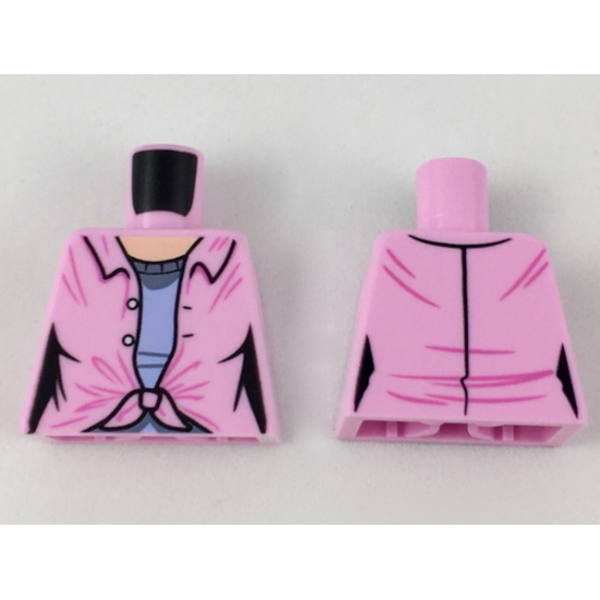 Torso Female Open Shirt with Lavender Undershirt Pattern