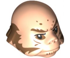 Minifigure, Head, Modified SW Ugnaught with Medium Nougat Sideburns and Hair Pattern