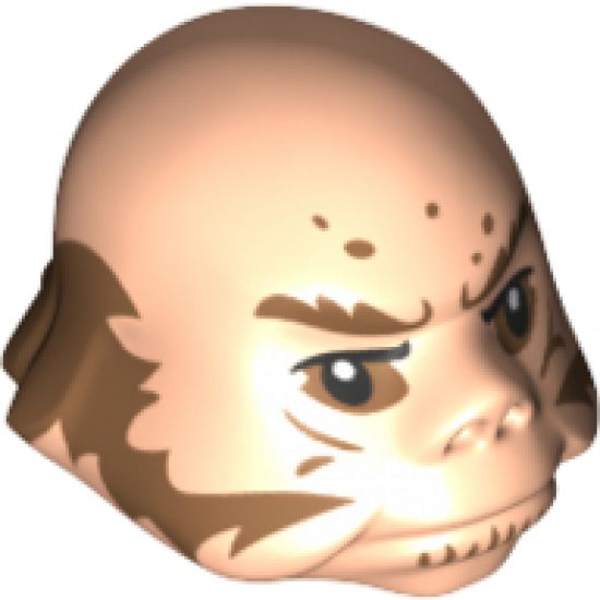 Minifigure, Head, Modified SW Ugnaught with Medium Nougat Sideburns and Hair Pattern