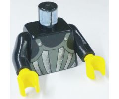 Torso Castle Fright Knights Dark Gray, Silver Striped Armor Pattern / Black Arms / Yellow Hands