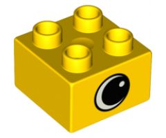 Duplo, Brick 2 x 2 with Eye with White Spot Pattern, on Two Sides - Type 1