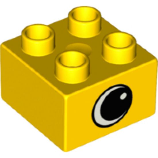 Duplo, Brick 2 x 2 with Eye with White Spot Pattern, on Two Sides - Type 1