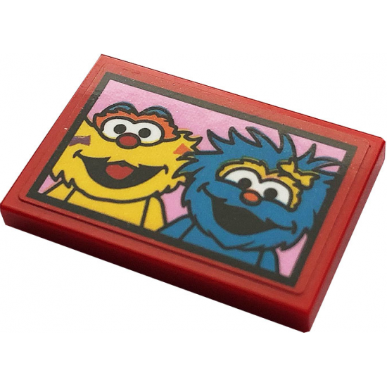 Tile 2 x 3 with Zoe and Rosita on Pink Background Pattern (Sticker) - Set 21324