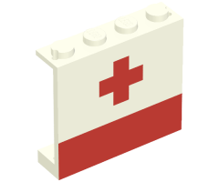 Panel 1 x 4 x 3 - Solid Studs with Red Cross and Stripe Pattern