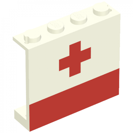 Panel 1 x 4 x 3 - Solid Studs with Red Cross and Stripe Pattern