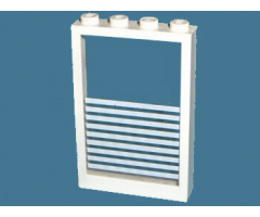 Window 1 x 4 x 5 with Fixed Glass and 9 White Stripes Pattern (Sticker) - Sets 6369 / 6386