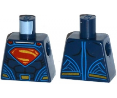 Torso Shirt with Muscles, Red and Gold Superman 'S' Logo, Gold Belt Buckle and Red Cape Clasps Pattern