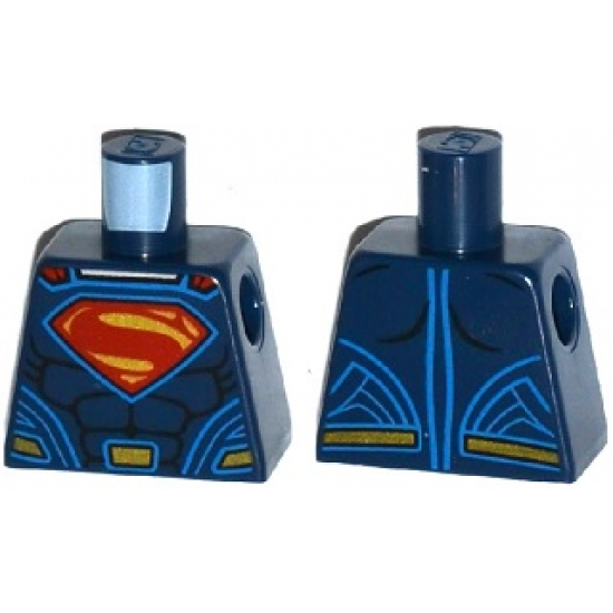 Torso Shirt with Muscles, Red and Gold Superman 'S' Logo, Gold Belt Buckle and Red Cape Clasps Pattern