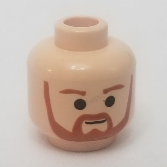 Minifigure, Head Dark Orange Trim Beard (round below mouth) and Eyebrows Pattern - Blocked Open Stud