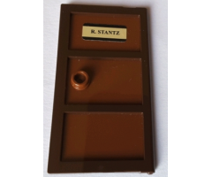 Door 1 x 4 x 6 with 3 Panes and Stud Handle with Reddish Brown Glass and 'R. STANTZ' Pattern (Sticker) - Set 75827