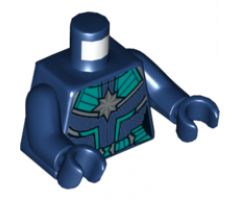 Torso Female Outline, Suit with Silver Star and Medium Azure Panels and Belt Pattern / Dark Blue Arms / Dark Blue Hands