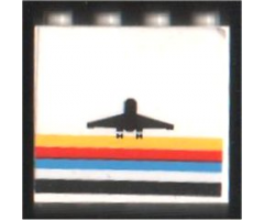 Panel 1 x 4 x 3 with Black Airplane and Multicolor Stripes Pattern (Sticker) - Set 6440