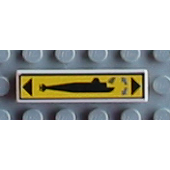 Tile 1 x 4 with Submarine Right Pattern (Sticker) - Set 8480