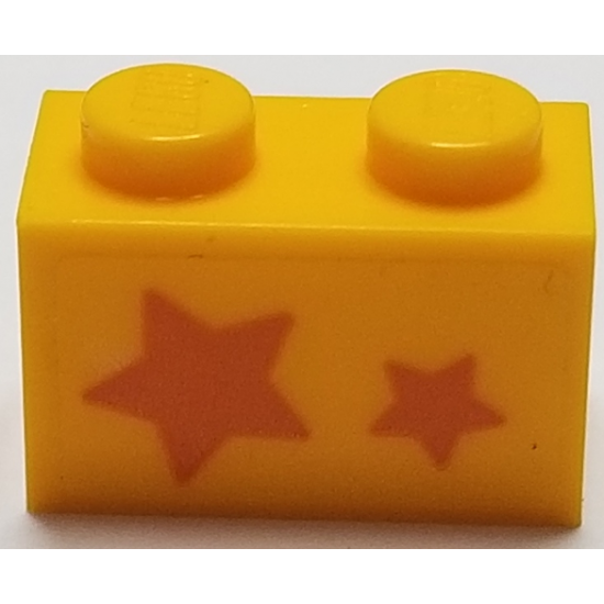 Brick 1 x 2 with Orange Stars, Big Star towards Left Side Pattern (Sticker) - Set 40228