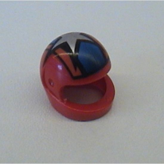 Minifigure, Headgear Helmet Motorcycle (Standard) with Blue and Orange Stripes and Large Silver Star Pattern