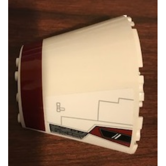 Cone Half 10 x 5 x 6 with SW Dark Red Stripe, Cockpit Window and Machinery Pattern Model Right Side (Stickers) - 75244