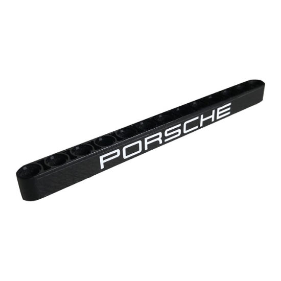 Technic, Liftarm 1 x 13 Thick with White 'PORSCHE' on Black Background Pattern (Sticker) - Set 42096
