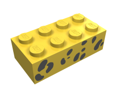 Brick 2 x 4 with Black Animal Spots Pattern